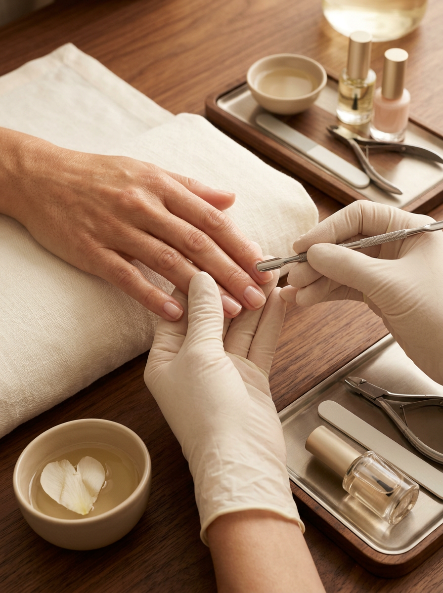Professional manicure care close-up